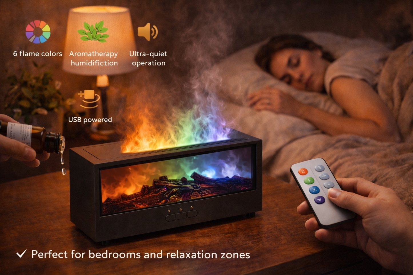 Flame-Effect Ultrasonic Essential Oil Diffuser